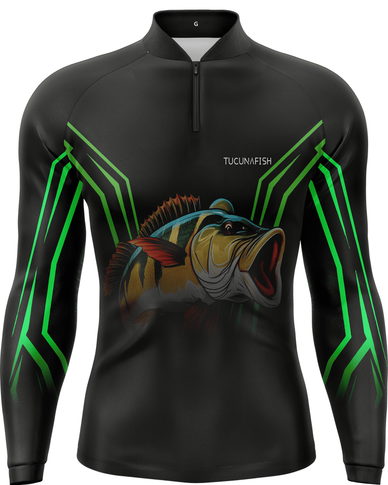 Camisa de Pesca Verde Predador com Proteção UV50+