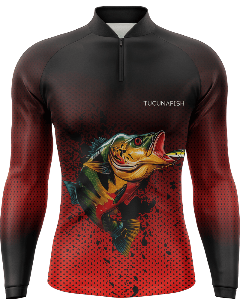 Camisa de Pesca TucunaFish Ataque Vermelho com Proteção UV50+