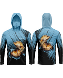 Camisa de Pesca TucunaFish Lâmina Azul com Capuz+Bandana e Proteção UV50+