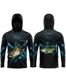 Camisa de Pesca TucunaFish Predador Azul com Capuz+Bandana e Proteção UV50+