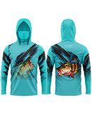 Camisa de Pesca TucunaFish Rastro de Caça com Capuz+Bandana e Proteção UV50+