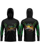 Camisa de Pesca TucunaFish Verde Predador com Capuz e Proteção UV50+