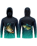 Camisa de Pesca TucunaFish Olhar do Predador com Capuz+Bandana e Proteção UV50+