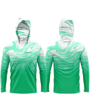 Camisa de Pesca TucunaFish Onda Verde com Capuz+Bandana e Proteção UV50+