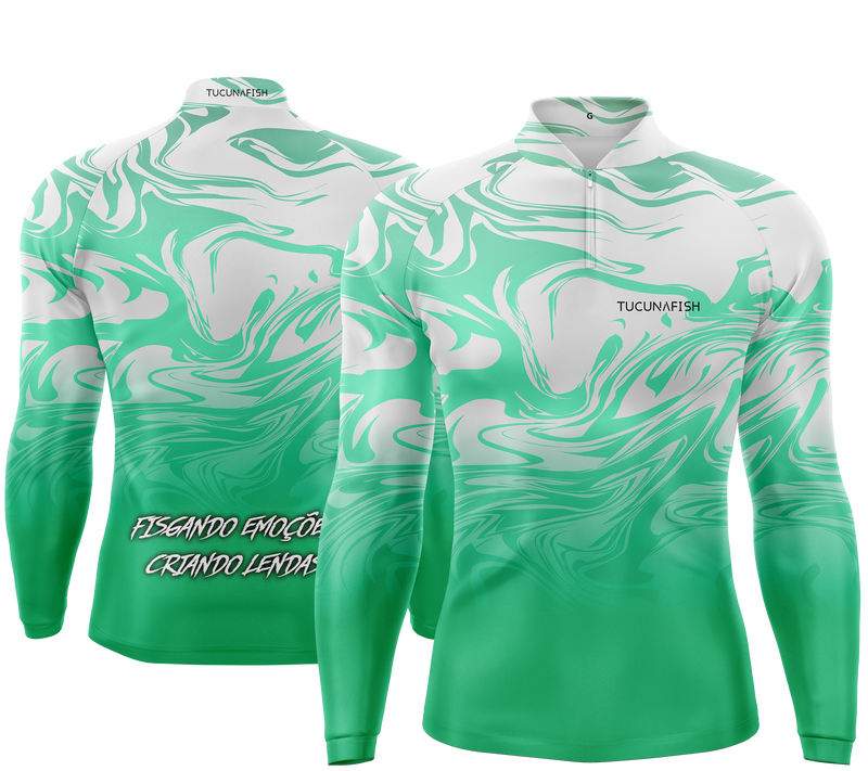 Camisa de Pesca Onda Verde com Proteção UV50+