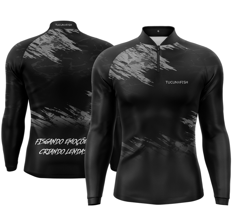 Camisa de Pesca Camuflagem Noturna com Proteção UV50+