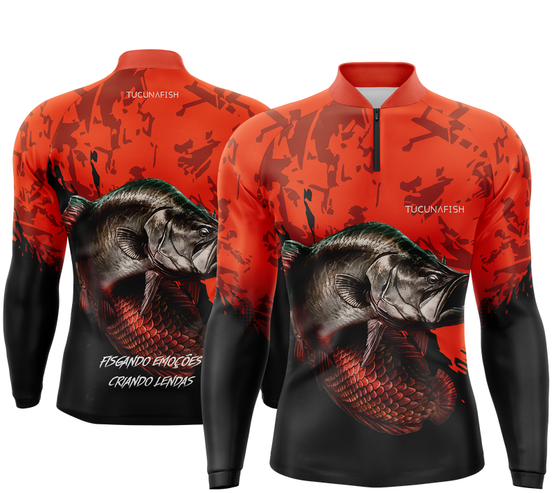 Camisa de Pesca TucunaFish Escama de Fogo com Proteção UV50+