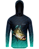 Camisa de Pesca TucunaFish Olhar do Predador com Capuz e Proteção UV50+