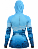 Camisa de Pesca Feminina Paraíso Azul com Capuz + Bandana e Proteção UV50+