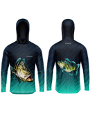 Camisa de Pesca TucunaFish Olhar do Predador com Capuz e Proteção UV50+