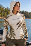 Camisa de Pesca Feminina Felina com Capuz e Proteção UV50+
